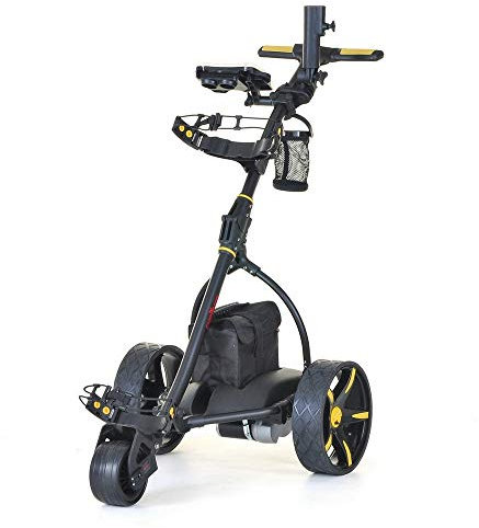 Caddymatic V2 Electric Golf Trolley/Cart With 36 Hole battery With Auto-Distance Functionality Black/Yellow
