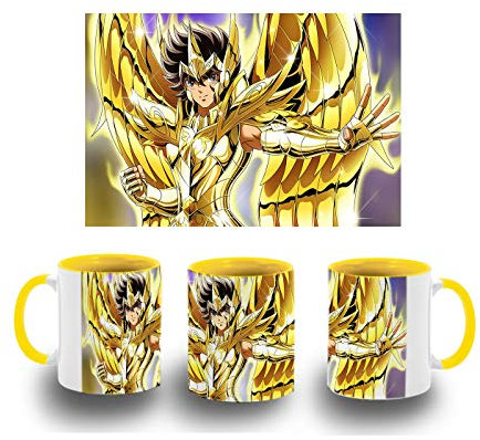 MERCHANDMANIA TAZA AMARILLA SEIYA CABALLERO ORO SAGITARIO color mug