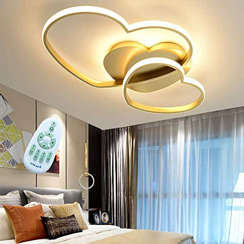 GHY LED Deckenleuchte Modern Liebe Herz Design Deckenlampe Warme Romantische Kronleuchter Acryl Schirm Deckenlicht Wohnzimmerlampe Esszimmer Schlafzimmer Küchen Flur Lampen,Gold