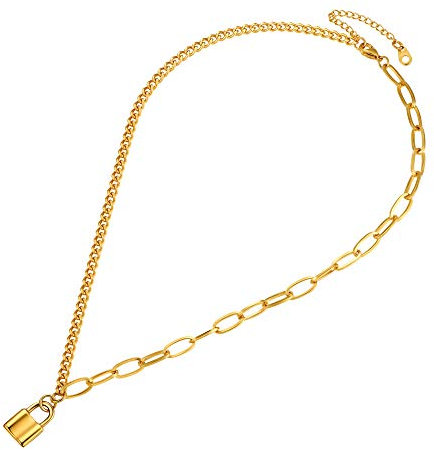 PROSTEEL Colgante Candado Padlock Regalo Original de Novia Mama, Colgante Cerrojo Seguridad Platino