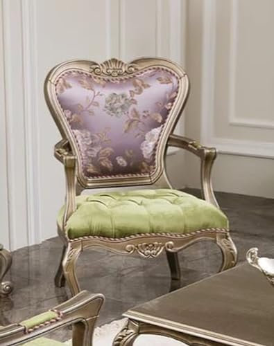 Casa Padrino Luxus Barock Sessel Lila/Grün/Silber 62 x 60 x H. 103 cm - Wohnzimmer Sessel mit Blumenmuster - Edel & Prunkvoll