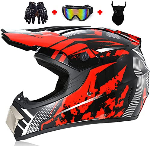 Motors Motorradhelm Kinder Cross Helme Sturzhelm Schutzhelm Helm für Motorrad Kinderquad und Crossbike Motocross Helm Set mit ATV/MTB/MX Mountainbike DOT/ECE Certified,B,M