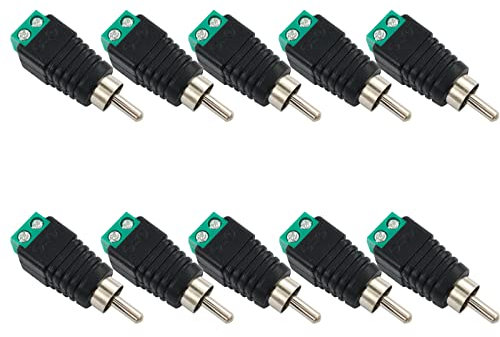 BRIEFCEC Connettore RCA Maschio a 2 Poli, Terminale a Vite AV, Spina Phono Cinch Femmina (Senza-Saldatura, 10 Pezzi, Verde)