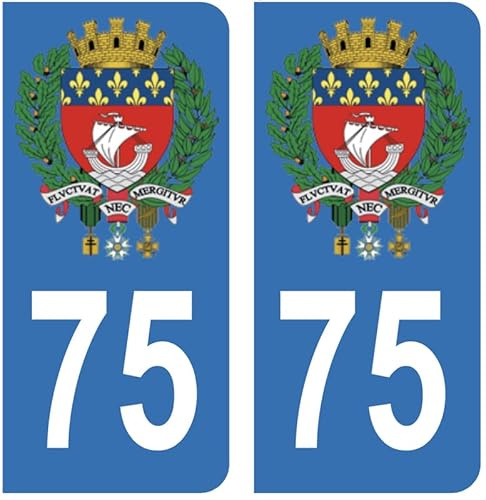 Hadexia Aufkleber für Nummernschild, Auto, 75, Wappen Paris