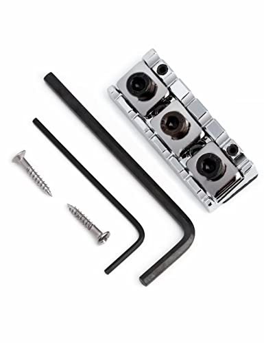 Bogart Guitar String Locking Nut for Flord Rose Style Adjustable Height Locking Guitar Tremolo Bridge with Mounting Screw Shims and Wrench Crome.