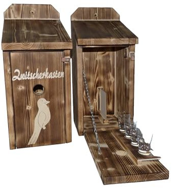 Vogelhaus Schnapsbar Garten Geschenk Zwitscherkasten geflammt mit Vogelmotiv