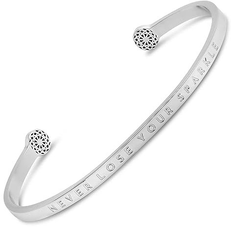 SIMPLE PLEDGE | Never Lose Your Sparkle Armreif | Armband Damen mit Gravur in Silber, Gold, Roségold | Perfekt als Schmuck Geschenk | Blindgravur
