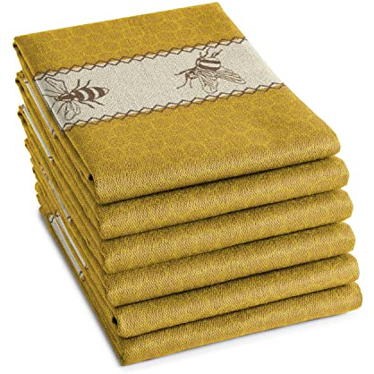 DDDDD, Geschirrtücher, Bees, Geschirrtuch, Küchentücher, Geschirrhandtücher, Küchenhandtücher, Baumwolle, Gelb, 6 Stück