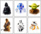 HT LIFE Star Wars Poster für Wände, Star Wars, Poster, Aquarelldrucke, Set mit 6 ungerahmt (20,3 x 25,4 cm), Kinderzimmer-Dekoration, Wandkunst, Darth Vader Yoda, Schlafzimmer, Wohnzimmer, Badezimmer
