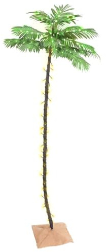 vidaXL LED Palm Tree - 300 cm Tall Artificial Plant with 192 Warm White LEDs - 8 Lighting Effects - USB Powered - Indoor/Outdoor Party Decor