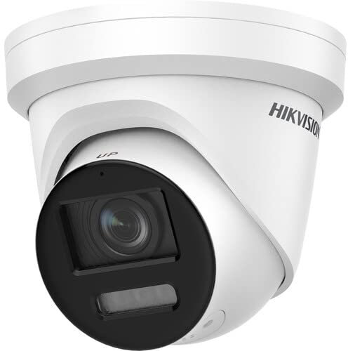 DS-2CD2387G2-LSU/SL Acusense 4K 8MP IP PoE Turret Dome Camera, 2.8mm Wide Viewing Angle, Full Color Night Version, Two Way Audio, Outdoor, Strobe Light, Audio Alarm, Compatible with Hikvision NVR