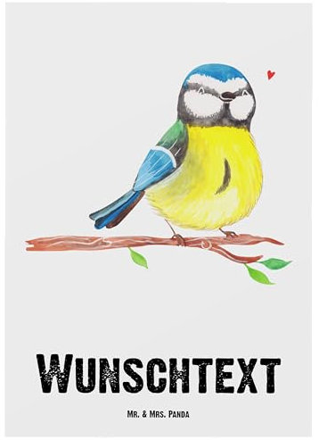 Mr. & Mrs. Panda Personalisierte Postkarte Vogel Blaumeise - Geschenke, Osterzeit, Frühling, Grußkarte mit Namen, Osterhase, Bedrucken, Karte, Personalisierbar, Ansichtskarte Wunschtext, Ostergrüße