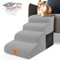 HEVOL Hundetreppe für Kleine Hunde, 4 Stufen Haustiertreppe aus Schaumstofff mit Wasserdichter Bezug, Abnehmba Hunderampe Katzentrepp für Sofa Bett