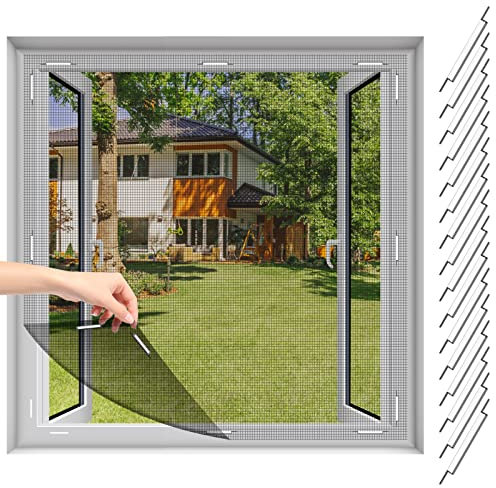 Zanzariera Finestra, Zanzariera Magnetica per Finestra, 16 Set di Innovativo Fissaggio Magnetico, Installazione a Scatto, Zanzariera Tagliabile 150*150cm, Anti-insectes Zanzariera Magnetica Finestra