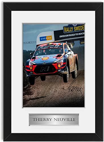 Thierry Neuville World Rally Wrc Driver signiertes Foto Display Poster Passepartout A4 gerahmt schwarz