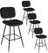 EUGAD Tabourets Bar Lot de 4, Chaise de Bar, avec Dossier, Repose-Pieds, Siège rembourré, en Velours et Métal, Noir, 1042BY-4