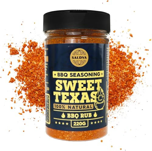 Sweet Texas BBQ Rub - 100% Natural BBQ Seasoning - Delightful Sweet BBQ Seasoning with Authentic Texas Kick for Amazing BBQ and Grill Dishes- Large Jar (220g)