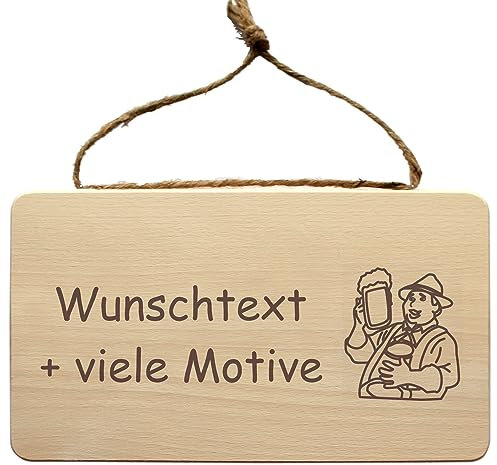 Bierschild aus Holz mit individueller Gravur - Sprüche + Motive, Wandschild, Holzschild zum Aufhängen, Geschenk für Bierliebhaber, Bar-Schild, lustig