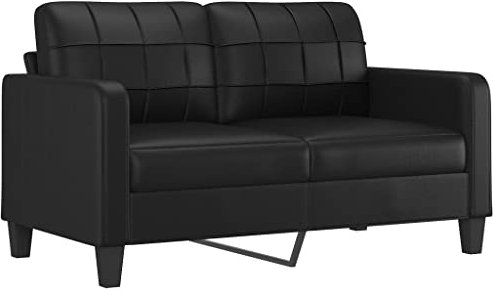 vidaXL Sofa 2 Sitzer, Couch für Wohnzimmer, Polstersofa mit Metallgestell, Loungesofa Zweisitzer Wohnzimmersofa Wohnzimmermöbel, Schwarz Kunstleder