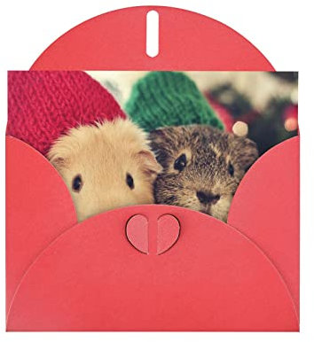 DOFFO Süße Meerschweinchen bedruckte Grußkarten Perlglanz-Papier Weihnachtskarte Hochzeitskarte lustige Geburtstagskarte Blanko-Karten und Umschläge Thinking Of You Karten Geburtstagseinladungen