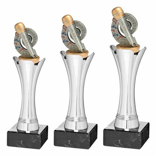 Generico Coppa Trofeo Karaoke Completo di Personalizzazione (Serie Tris Colori)