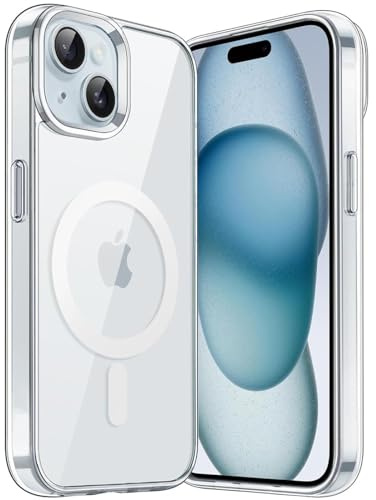Verco Schutzhülle für iPhone 15 Hülle, Hybrid Case kompatibel mit Magsafe Zubehör für iPhone 15 Case Silikon in Transparent