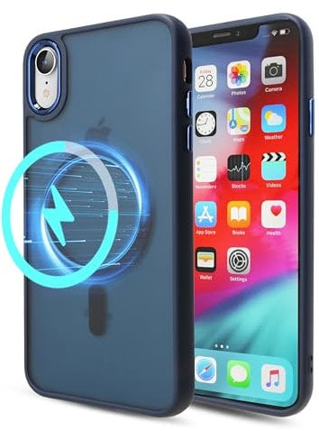 YmhxcY For iPhone XR Case,Compatible with MagSafe, Translucent Matte Back Slim Shockproof Phone Cover,For iPhone XR Case-6.1 Inch(Sapphire Blue)