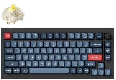 Keychron V1 MAX Teclado Mecánico Inalámbrico, diseño 75% QMK/Via programable con Gateron Jupiter Banana Switch Hot-Swappable Compatible con Mac Windows Linux - Versión de Perilla (ANSI/US)