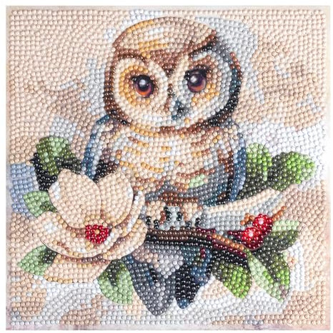 Ideen mit Herz Diamond-Painting-Aufleger | 20 cm x 20 xm | wunderschöne Motive | inkl. Zubehör | für Holzbox oder Geschenk-Kiste (Eule auf Ast)