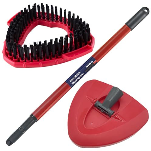 HomeTimes Erstaz Teleskopstiel（56-123cm） mit Wischerplatte und Scheuerbürste Kompatibel mit Vileda Turbo, Moppzubehör 1 Mop Basic+1 Stiel+1 Dusche Reinigungsbürste