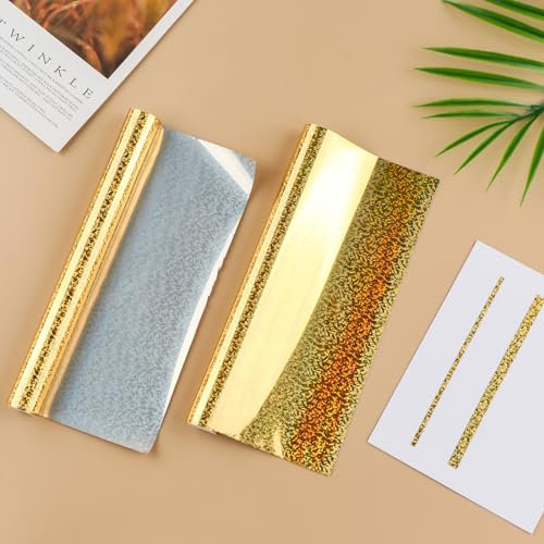 Briartw Laserdrucker und Laminiergerät, 19,3 cm x 5 m, goldfarbene Kristallpunkt-Transferfolie, Papier für Bastelarbeiten, Papierbasteln, Prägungen, Scrapbooking, Kartenherstellung, 2 Rollen