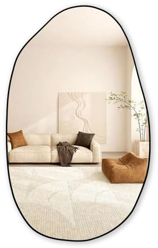 GOQELK Asymmetric Black Mirror - Irregular Wall Mirror, Large Decorative For Living Room, Bathroom, Bedroom, Entryway - 85 X 52 Cm