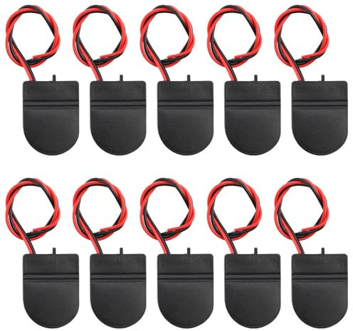 Plimbin 10pcs CR2032 Battery Holder 1x 3V Button Battery Holder Coin Cell Battery Socket Holder Case Box with Wire Lead ON-OFF Switch