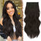 FESHFEN Clip in Extensions, 4PCS 50 cm Schwarz Braun Haarverlängerungen mit Clips Synthetik Gewellte Haarextension Schwarz Braun Wavy Haar Extensions Clip in Haarteil für Frauen, 180g