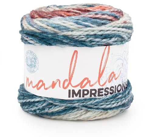 Lion Brand Yarn Mandala Impressions, mehrfarbiges Garn zum Stricken, Häkeln und Basteln, Patchwork, 1 Packung