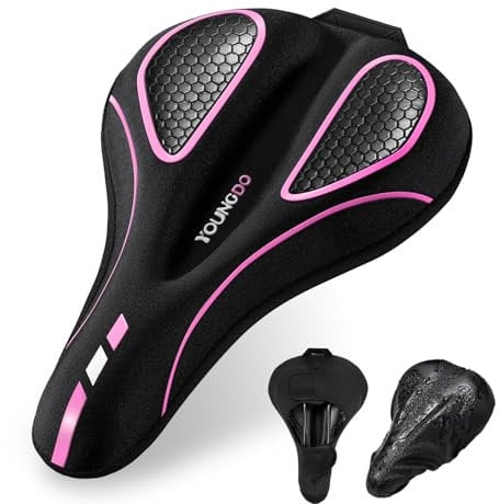 YOUNGDO Fahrradsattel Überzug, Ergonomischer Gel Sattelbezug, Fahrradsitz Polsterung, Weich und Bequem, mit Regenschutz, für Damen & Herren