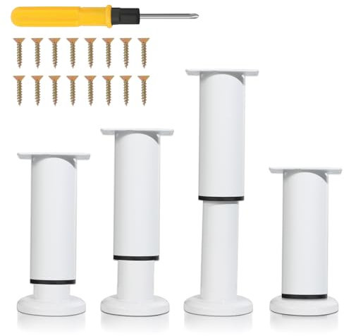 Izrielar 12er Möbelfüße Set,möbelfuß verstellbar12-18cm,Stahl Tischbeine,Vergrößerte Basis.Mit 16 Pcs Schrauben + 1 Pcs Schraubendreher,für Möbel Sofa Bett Nachttisch Schrank Kabinett(weiß)