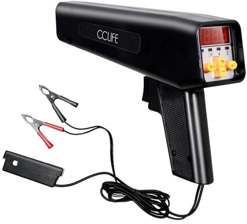 CCLIFE Pistola Estroboscópica 10-16V 10W, Herramienta para Ajuste de Encendido, Temporizador de Encendido y Sincronización del Motor