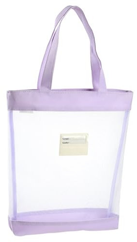 O Bag Borse da donna accessori a rete con chiusura lampo, semplici borse trasparenti A4 da donna, Lilla, taglia unica