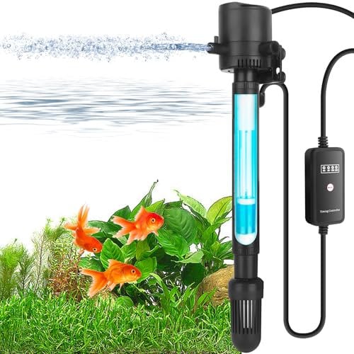 BAITAI Aquarium Sterilizer with Timer, 40.5CM Fish Tank UV Light and Pump for 80-200L Freshwater and Saltwater Tanks, Green Water Killing Machine with Safe Light and Dual Installation Options