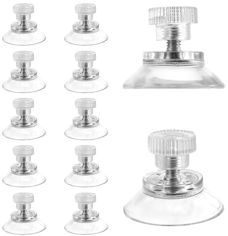 AOZUO 12 Stück Saugnapf mit Gewinde, M4 Glas Transparente Saugnäpfe, Fenster Saugnapf mit Gewinde aus Edelstahl Saugnapfhalter für Küche, Bad, Fenster, Spiegel, Auto(25mm Runde Mutternkappe)