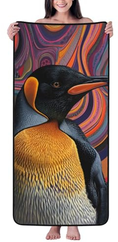 VOSERY Badetücher, 68 x 140 cm, weich, sehr saugfähig, große Badetücher, abstraktes Muster, Pinguin, Badetuch, Badetücher, Duschtücher für Badezimmer