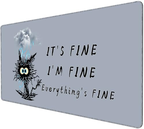 Gaming Mouse Pad Large Desk Mat XXL Mouse Pad Non-Slip Rubber Base Keyboard Pad Waterproof Desktop Mat for Laptop Computer Work Game Home Office-Lightning Black Cat