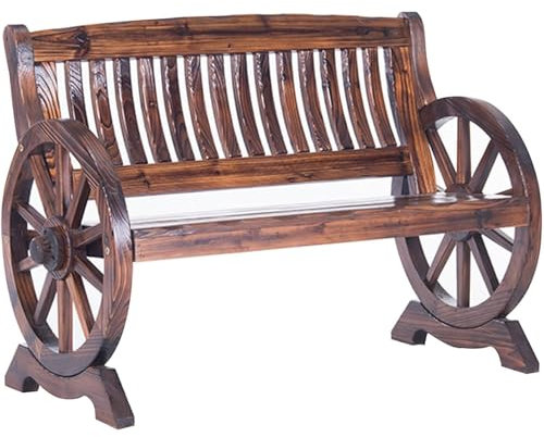 xjdagaoge Gartenbank, Gartenbank Wetterfest Holz-Rollbank, 2-3 Personen Gartenbänke Kutsche Massivholzsitz, Hof Rasen Eingang Deck Terrassenbank(160cm/63in)