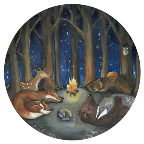 Tiere im Wald Tapetenkreis | Für Baby- & Kinderzimmer | Kinderzimmerdesign | Handgemalt & nachhaltig - Schnell aufzuhängen