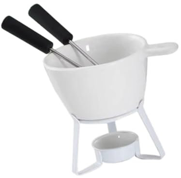 KESOTO Fondue Pot Set Ceramic Hot Pot for Chocolate Cheese Ceramic Fondue Mug Cheese Serving Fondue for Date Night Dinner Party, Without Tray