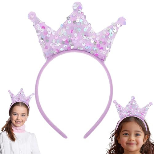 Haarreif Krone Damen Stirnband Glitzer Kronen Haarband Haarschmuck Funkelnde Krone Damen Geburtstag für Frauen Geburtstag Weihnachten Party(Lila Pailletten)