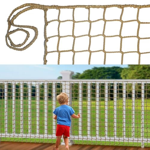 BERADNET Child Safety Net Protection Rope Net Safety Netting for Stairs Railing Balcony Cat Net Knotless Polyester Playground Safety Net Fence Net Brown(1X8m)