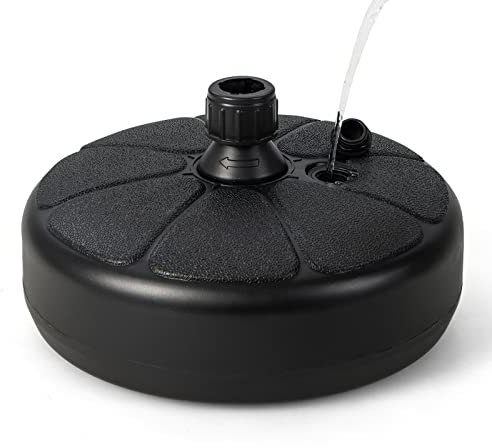 RELAX4LIFE Pied de Parasol Déporté à Remplir d'eau et Sable 18KG, Base de Parasol Rond Robuste en HDPE Convient aux Poteaux 38/48 MM, Dalla pour Jardin Terrasse Patio (18KG)