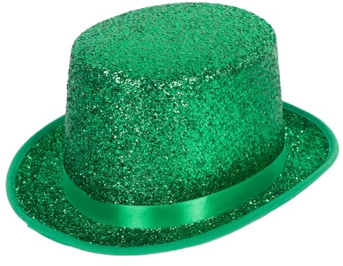 powerking Top Hats for Men Women Adults, Shiny Tuxedo Costume Magician Hat Victorian Dress Up Christmas Topper Hats, Fancy Dress Party Headwear Accessory，Green